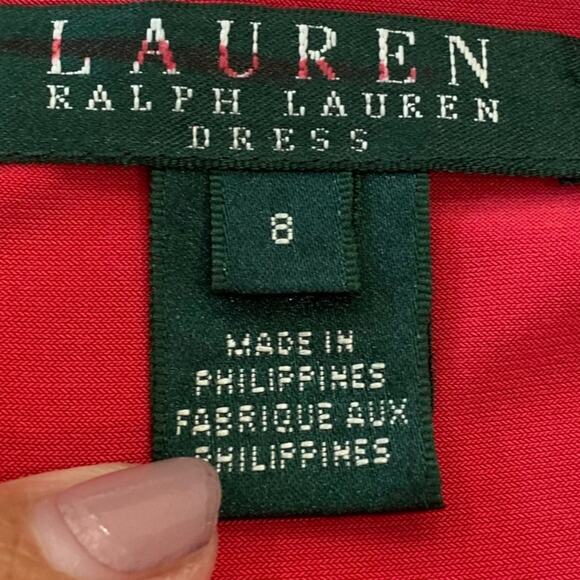Ralph Lauren Red Ruched Wrap Midi Dress Size 8 - Picture 5 of 9